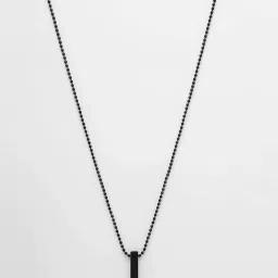 NVR Black Rhodium Plated Bar Pendant & Chain for Men image 3