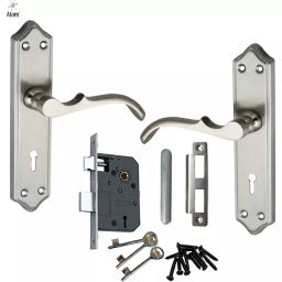 Atom Stainless Steel, Zinc Alloy Multicolor Door Handle Lock Set, MercurySS.L-2-picture-34