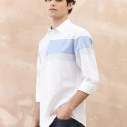 Iconic White Regular Fit Color-Block Shirt image 3