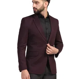 TAHVO Maroon Regular Fit Notch Lapel Blazer image 3