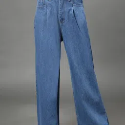 Angelfab Light Blue Cotton Relaxed Fit High Rise Jeans-picture-24