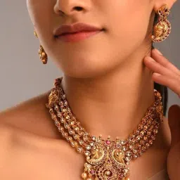 Jaypore Gold Necklace & Earring Set-image-62