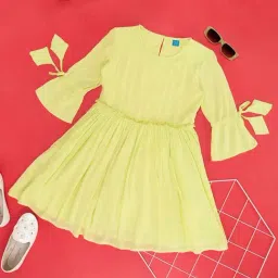 YU by Pantaloons Kids Lime Yellow Flared Fit Full Sleeves Dress-image-71