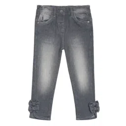 MINIKLUB Girls Dark Grey Solid 1 Jeans-image-4
