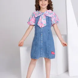 Peppermint Kids Blue & White Printed Shirt Dress-picture-18