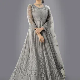 A TO Z CART Women Ethnic Motifs Embroidered Gown Maxi Dress image 1