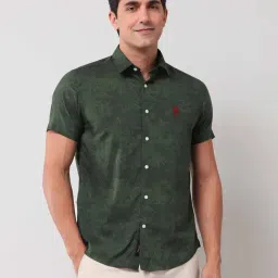 U.S. Polo Assn. Denim Co. Green Cotton Slim Fit Floral Print Shirt-picture-46