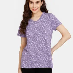 Rosaline by Zivame Purple Printed T-Shirt-picture-22