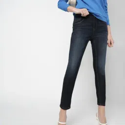 Vero Moda Dark Blue Cotton Skinny Fit Mid Rise Jeans-picture-20