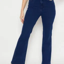 Madame Dark Blue Cotton Solid Jeans-picture-36