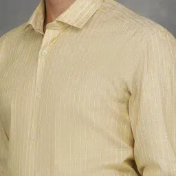 Greenfibre Yellow Cotton Regular Fit Striped Shirt image 5