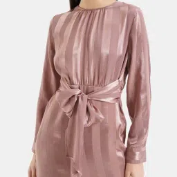 Kazo Pink Striped A Line Dress image 5