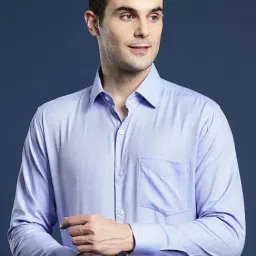 Hancock Blue Cotton Slim Fit Self Shirts-picture-25