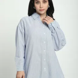 R&B Blue Cotton Striped Shirt-picture-15