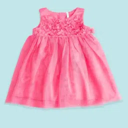 Pantaloons Baby Kids Fuchsia Pink Cotton Applique Dress-image-0