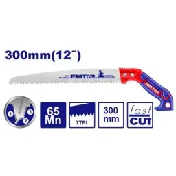 Emtop 304.8 mm (12 Inch) 7 TPI 65Mn Carbon Steel 3 No. Of Edges Pruning Saw, EHASP3001 image 2