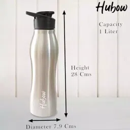 EDUWAY Wave Water Bottle 1 L Stainless Steel Silver with Leak Proof (Pack of 6) image 2