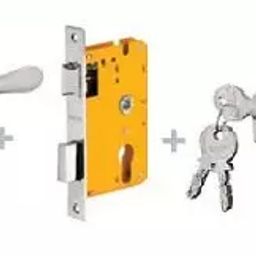 Dorset 70 mm Lever Handle Lock Set With Both Side Key Cylinder Silver Chrome ML LY-picture-44