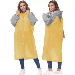 Allextreme Raincoat Free Size ‎Ethylene Vinyl Acetate (EVA) Transparent Yellow With Sleeves for Women, Men, MK013-03-picture-5