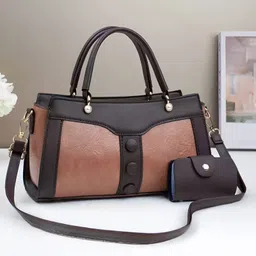 SYGA Women's Handbag and Wallet Set Stylish Shoulder Bag with Contrast Color Stitching, Zipper Buckle Closure Daily Use Fashion Purse (Pink)-picture-29