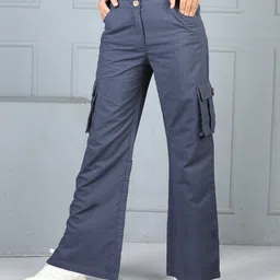 Cutiekins Woven Solid Flared Cargo Pants - Charcoal-picture-20