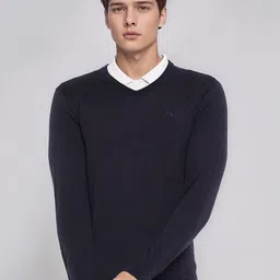 98 Degree North Men V-Neck Long Sleeve Woollen Pullover-image-53