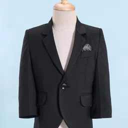 Robo Fry Woven Full Sleeves Four Piece Solid Colour  Party Suits With Bow -Black image 2