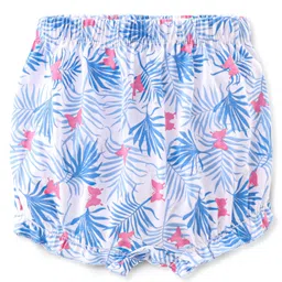 Babyhug 100% Cotton Knit Floral Print Bloomers Pack of 3 - Pink & Blue image 4