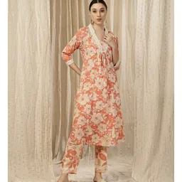 Zelena 100% Rayon Woven Three Fourth Sleeves Floral Printed Maternity Kurti With Side Zipper Nursing Access - Megenta Pink image 5
