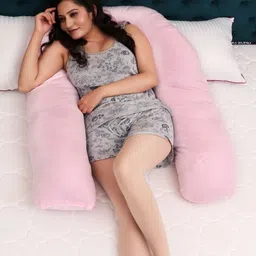Siroki Bond Pink Fibre Filled Faux Velvet Lightweight Maternity Pillow-image-22