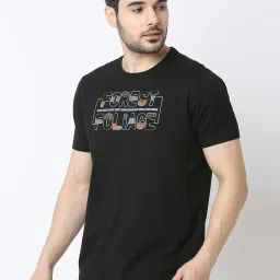 Spykar Black Slim Fit Printed T-Shirt image 3