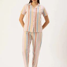 Clt.S Multicolor Cotton Regular Fit Striped Pyjamas Set-picture-48