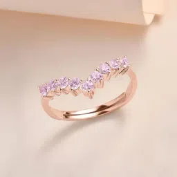 Ornate Jewels 925 Silver 18K Rose Gold Plated Pink CZ Chevron Adjustable Ring for Women-image-97