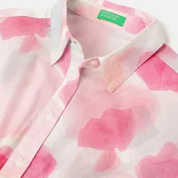 United Colors of Benetton Girls Pink Cotton Printed Dress image 3