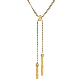 Voylla Gold Fringes Adjustable Sliding Interesting Knot Lariat Necklace image 3