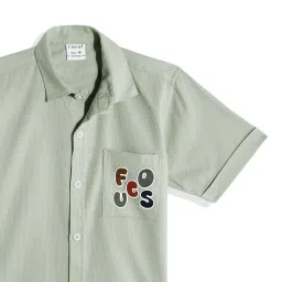Cavio Boys Light Green Cotton Printed Comfort Fit Shirt image 3