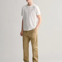 GANT White Regular Fit Solid T-Shirt image 3