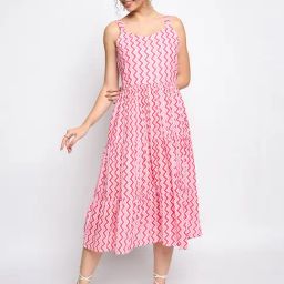 BRINNS Pink Printed Fit & Flare Dress-picture-30
