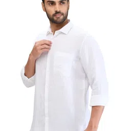 Raymond White Linen Contemporary Fit Shirt image 3