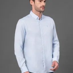 Red Tape Light Blue Regular Fit Self Design Shirt image 3