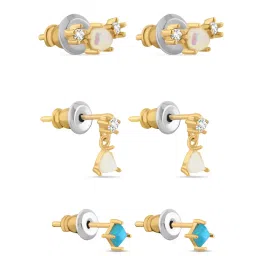 Accessorize London CZ Multi Stud & Drop Earrings for Women - Set of 3 image 3