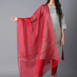 W Pink Embroidered Dupatta-image-46