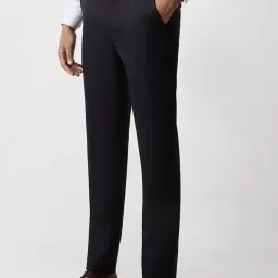 Van Heusen Navy Slim Fit Texture Trousers image 3