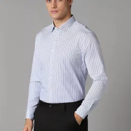 Louis Philippe Blue Slim Fit Striped Shirt image 3