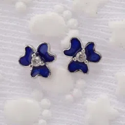 Praavy 92.5 Sterling Silver The Blue Flower Earrings for Kids-image-0