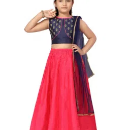 Aarika Kids Navy & Rani Pink Printed Lehenga, Choli with Dupatta-image-41