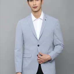 Allen Solly Blue Slim Fit Blazer-image-3