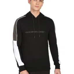 Arrow Sport Black Cotton Regular Fit Printed Hooded SweatShirt-picture-19