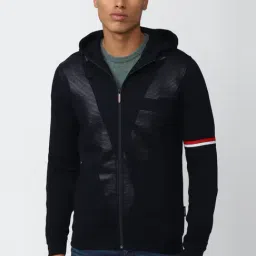 Van Heusen Sport Black Regular Fit Striped Hooded Sweatshirt-image-88