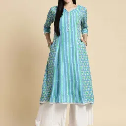 Rangita Blue Striped Anarkali Kurta-image-45